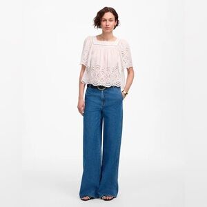 NWT Madewell Wide-Sweep Denim Trousers in Dowe Wash